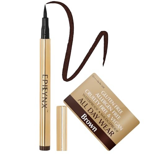 EPILYNX Waterproof Eyeliner  SmudgeProof Liquid Eyeliner Pen with Precision Tip for Smooth LongLasting Application  Vegan Hypoallergenic  GlutenFree Eye Liner  2mL Brown